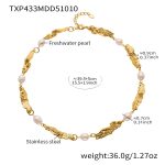 color: TXP433-Freshwater Pearl Gold Necklace 40+5cm