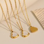 Simple Stainless Steel Necklace Heart Shell Pendant Female Plated 18K Tide Clavicle Chain