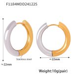 color: F1184-Two-tone Gold Earrings -22mm