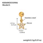 color: K006-Gold Five-pointed Star Zircon Pendant -S