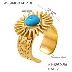 color: A964-Gold Blue Turquoise Ring
