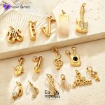 Musical Instrument Guitar Saxophone Note Pendant 18K Gold Plating DIY All-Match Jewelry Accessories