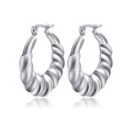 color: Plum Blossom Pattern Hollow Earrings Steel Color MS-242