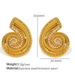 color: EH817 White Bead Gold Earrings