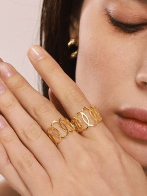 Ring Ring Cold Hollow Ring Crisscross Stainless Steel 18K Gold Plating Index Finger Ring