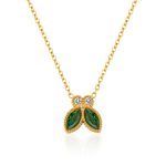 color: 1 PC Green Rhinestone Necklace Gold