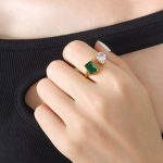 color: A491-Gold Green Clear Crystal Zircon Ring / size: US 7