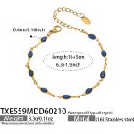 color: TXE559-Gold Blue Enamel Bracelet 16+5cm