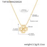 color: TXP303-5A Zircon Four-petal Flower Necklace 43+5cm