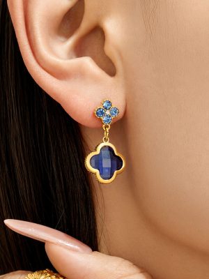 Personality Lucky Four-Leaf Flower Eardrops Earrings Stainless Steel Plated 18K Gold Light Luxury Female Accessories Earrings