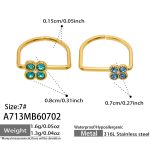 color: A713-Large Light Blue Zircon + Small Deep Blue Zircon Gold Ring