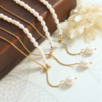 Light Luxury Freshwater Pearl Stainless Steel Gold Plated Snake Bone Necklace Personalized Bracelet Mother Style Ornament
