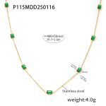 color: P115-Gold Emerald Necklace