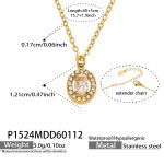 color: P1524-Oval Clear Crystal Zircon Necklace 40+5cm