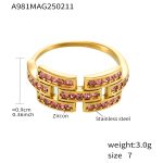 color: A981-Gold Pink Zircon Ring / size: US 7