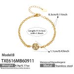 color: TXE616-B Style White Zircon Ball Gold Bracelet -17.5+5cm