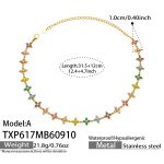 color: TXP617-A Style Multicolor Zircon Gold Necklace -31.5+12cm
