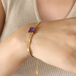 color: E377-Purple Zircon Gold Bracelet -14+5cm