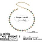 color: TXP618-B Style Blue Zircon Gold Necklace -31+12cm