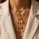 DIY Detachable Multi-Layer Twin Bear Smiley Face Multi-Element Pendant Clavicle Chain