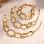 Minimalist Double-Layer Oval Hammer Bracelet PVD 18K Gold Plating Design Ring Buckle Stainless Steel Jewelry