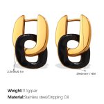 color: EH1279BKG Black Enamel Earrings