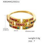 color: A981-Gold Mixed Colors Zircon Ring / size: US 7