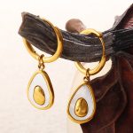 Personality Affordable Luxury Stainless Steel Avocado Pendant Earrings High Class Elegant 18K Gold Plating Earrings