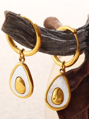 Personality Affordable Luxury Stainless Steel Avocado Pendant Earrings High Class Elegant 18K Gold Plating Earrings
