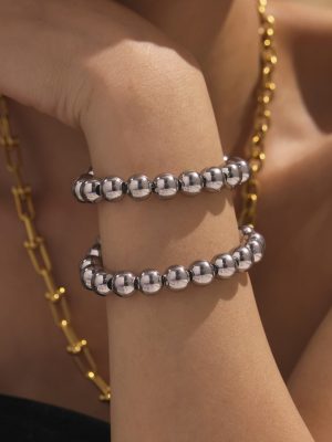 Handmade Beaded Bracelet Color Matching Hollow round Beads Chain Stainless Steel Color Retaining Bracelet