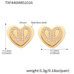color: TXF446-Gold Heart Zircon Earrings