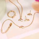 Dopamine Dripping Oil Rainbow Clouds Necklace Bracelet Ring Stud Earrings Sweet Cute Children Stainless Steel Ornament