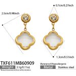 color: TXF611-White Glass Stone Gold Earrings