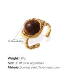 color: JZ125GNG8 Tiger Eye 8# Non-adjustable Gold Ring
