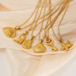 Stainless Steel New Shell Starfish Pendant Necklace Women's All-Match Simple Clavicle Chain