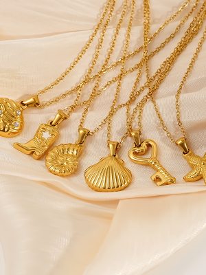 Stainless Steel New Shell Starfish Pendant Necklace Women's All-Match Simple Clavicle Chain