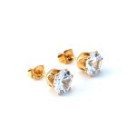 color: Round Claw Stud Earrings Gold MS-108