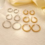 French Style round Ring Earrings Plain Ring New Fashion Design Unique Graceful Earrings Women's Face Small