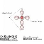 color: P508-Purple Zircon Cross Steel Color Necklace -50+5cm
