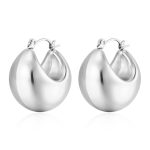 color: Big Half Round Hollow Earrings Steel Color MS-147