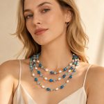 Natural Freshwater Pearl Cut Aquamarine Beaded Necklace Chic Light Luxury Clavicle Chain