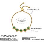 color: E305-Green Zircon Gold Bracelet -23cm
