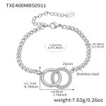 color: TXE400-Steel Color Double Ring Bracelet 16+5cm