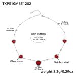 color: TXP510-Red Color Faceted Stone Steel Color Necklace 42+5cm