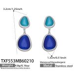 color: TXF553-Steel Color Mixed Blue Glass Stone Earrings