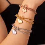 Sweet Personality All-Matching Graceful Ornament Asymmetric Chain Design Love Pendant Stainless Steel Bracelet
