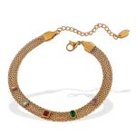 color: SL164CRG Multicolor Zircon Gold Bracelet