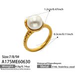color: A175-Imitation Pearl Gold Ring / size: US 7