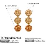 color: TXF609-Champagne Zircon Gold Earrings