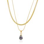 color: Drop Rainbow Dark Zircon Necklace
